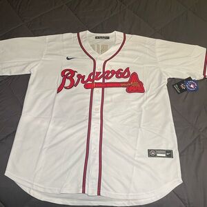 Nike Braves White Jersey with Red and Blue Accents